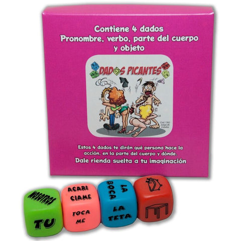 DIABLO PICANTE - JUEGO 4 DADOS SEXUALES PRONOMBRE, VERBO, PARTE DEL CUERPO Y LUGAR