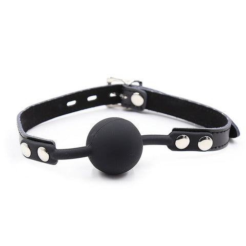 OHMAMA FETISH - SILICONE GAG WITH LEATHER STRAP (LOCK INCLUDED)