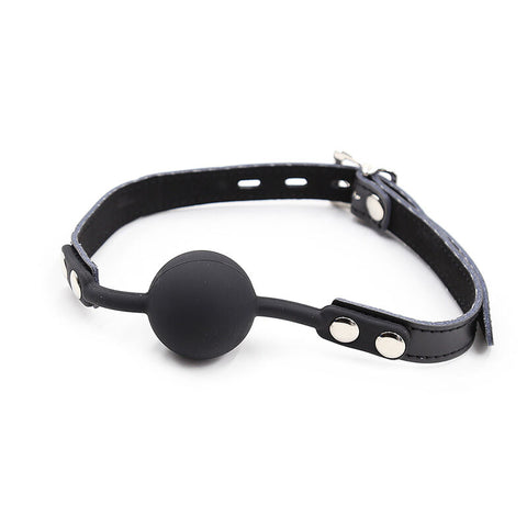 OHMAMA FETISH - SILICONE GAG WITH LEATHER STRAP (LOCK INCLUDED)