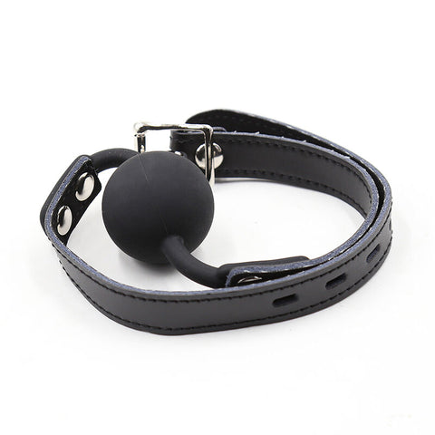 OHMAMA FETISH - SILICONE GAG WITH LEATHER STRAP (LOCK INCLUDED)