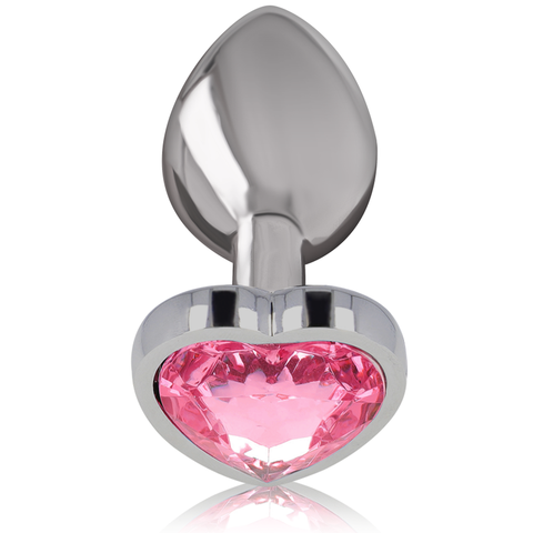 INTENSE - PINK HEART ALUMINUM METAL ANAL PLUG SIZE L