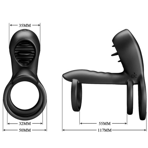 PRETTY LOVE - JAMMY PENIS SLEEVE 12 VIBRATIONS WITH RECHARGEABLE SILICONE TONGUE