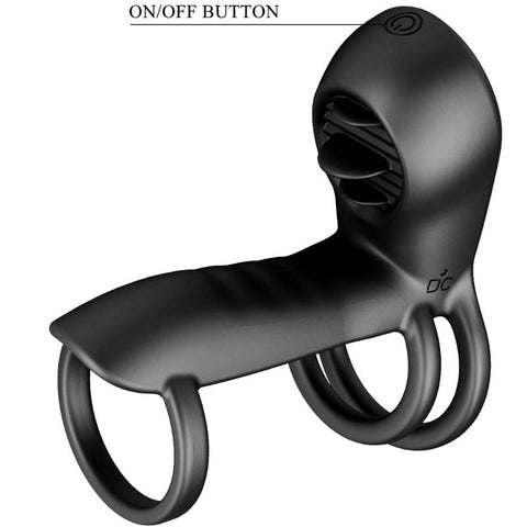 PRETTY LOVE - JAMMY PENIS SLEEVE 12 VIBRATIONS WITH RECHARGEABLE SILICONE TONGUE