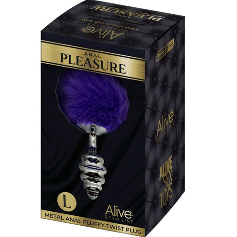ALIVE - ANAL PLEASURE PLUG SPIRAL METAL POMPOM DARK VIOLET SIZE L