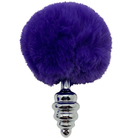 ALIVE - ANAL PLEASURE PLUG SPIRAL METAL POMPOM DARK VIOLET SIZE S