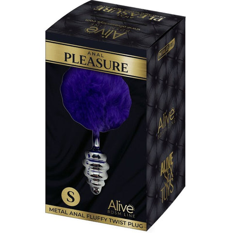 ALIVE - ANAL PLEASURE PLUG SPIRAL METAL POMPOM DARK VIOLET SIZE S