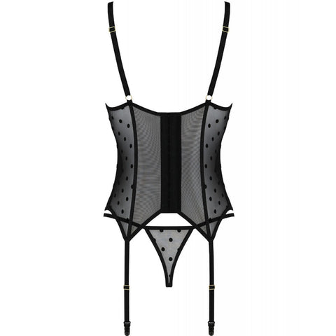 PASSION - MARINA CORSET & THONG BLACK S/M
