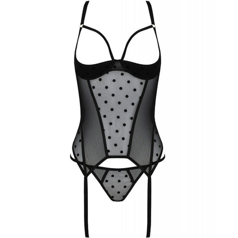 PASSION - MARINA CORSET & THONG BLACK S/M