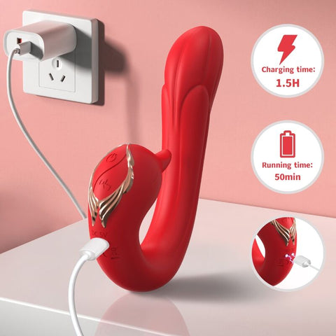 ARMONY - MULTI-POSITION VIBRATING DOLPHIN & HEAT EFFECT RED