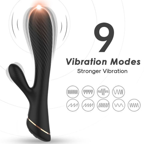 ARMONY - VIBRADOR RABBIT SILICONA NEGRO 9 MODOS DE VIBRACIÓN