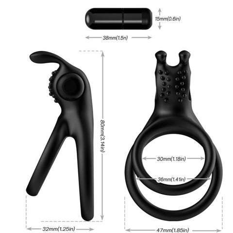 ARMONY - TRAVELER DOUBLE VIBRATING RING FOR COUPLE RABBIT BLACK