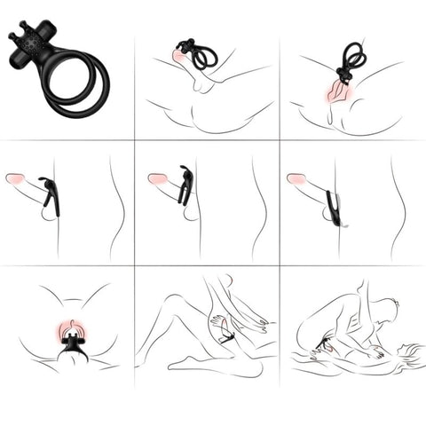 ARMONY - TRAVELER DOUBLE VIBRATING RING FOR COUPLE RABBIT BLACK