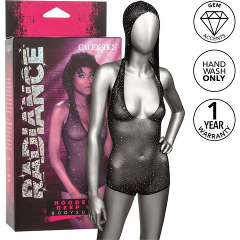 CALEXOTICS - RADIANCE HOODED BODYSUIT WITH DEEP V-NECK