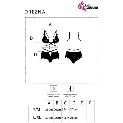 LIVCO CORSETTI FASHION - DREZNA LC 90733 BRA + PANTY BLACK S/M