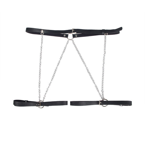 SUBBLIME - BLACK LEATHER BELT-SHAPED HARNESS ONE SIZE