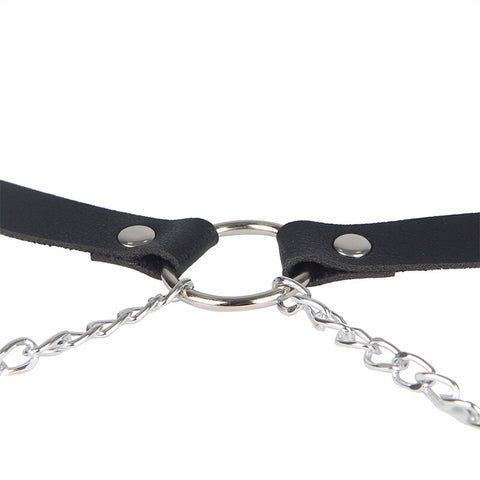 SUBBLIME - BLACK LEATHER BELT-SHAPED HARNESS ONE SIZE