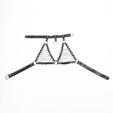 SUBBLIME - HARNESS BRA AND CHAIN COLLAR ONE SIZE