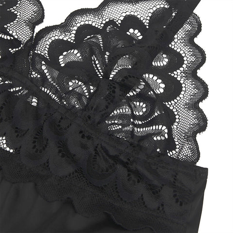 SUBBLIME - FLORAL PRINT BABYDOLL BLACK BREAST S/M