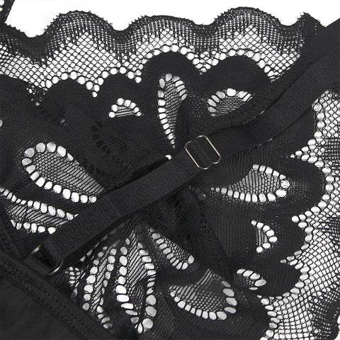 SUBBLIME - FLORAL PRINT BABYDOLL BLACK BREAST S/M
