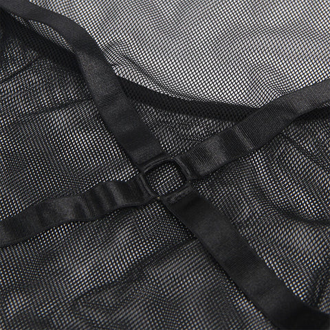 SUBBLIME - BLACK HALTER NECK SHEER DRESS S/M