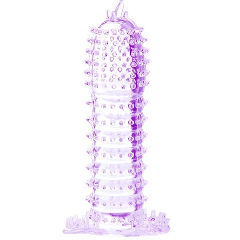 BAILE - FUNDA PARA PENE CON PUNTOS ESTIMULANTES MORADO 14 CM