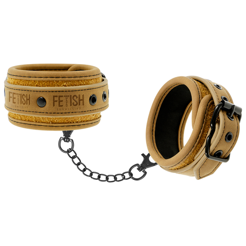 FETISH SUBMISSIVE ORIGIN - VEGAN LEATHER ANKLE HANDCUFFS WITH NEOPRENE LINING