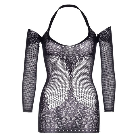 LEG AVENUE - LACE AND NET MINI DRESS ONE SIZE