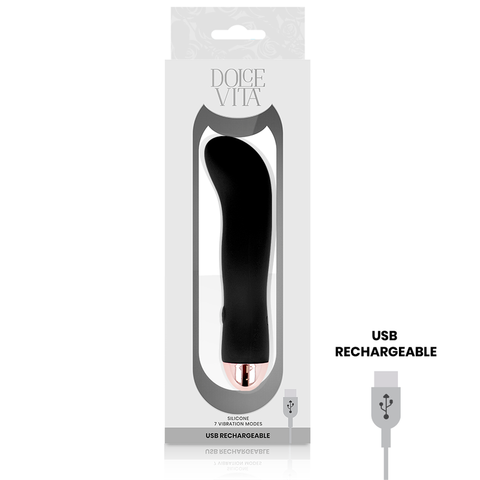 DOLCE VITA - TWO BLACK 7-SPEED RECHARGEABLE VIBRATOR