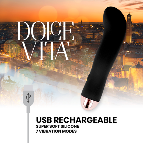 DOLCE VITA - TWO BLACK 7-SPEED RECHARGEABLE VIBRATOR