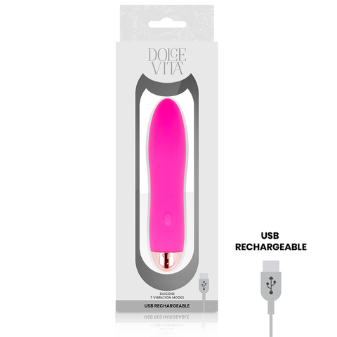 DOLCE VITA - PINK FOUR RECHARGEABLE VIBRATOR 7 SPEEDS