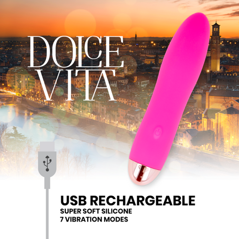 DOLCE VITA - PINK FOUR RECHARGEABLE VIBRATOR 7 SPEEDS