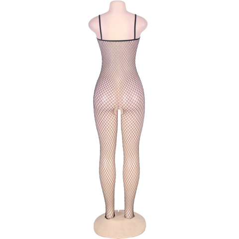 QUEEN LINGERIE - BODYSTOCKING WITH BOWS ON THE S/L NECKLINE