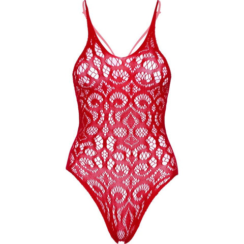 LEG AVENUE - LACE TEDDY WITH BACK STRAPS - RED