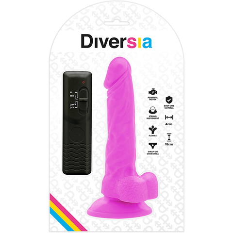 DIVERSIA - LILAC FLEXIBLE VIBRATING DILDO 18 CM -OR- 4 CM