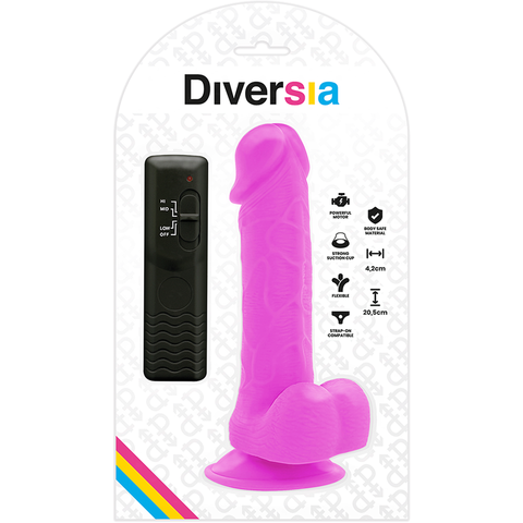 DIVERSIA - LILAC FLEXIBLE VIBRATING DILDO 20.5 CM -OR- 4.2 CM