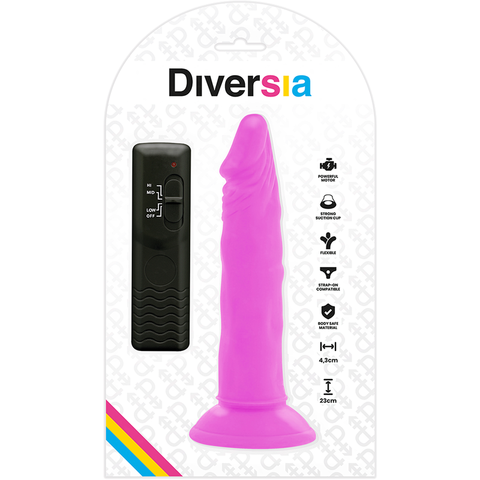 DIVERSIA - LILAC FLEXIBLE VIBRATING DILDO 23 CM -OR- 4.3 CM