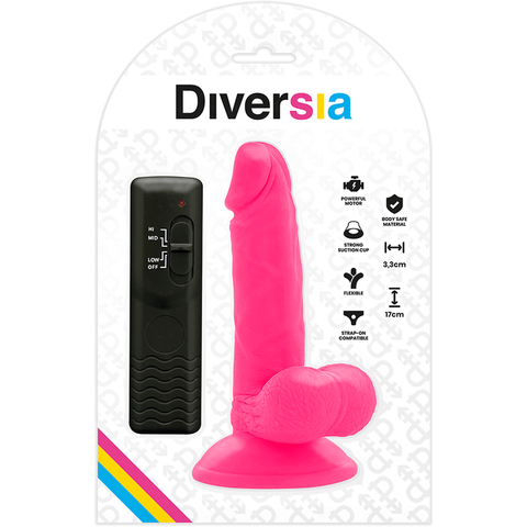 DIVERSIA - PINK VIBRATING FLEXIBLE DILDO 17 CM -OR- 3.3 CM
