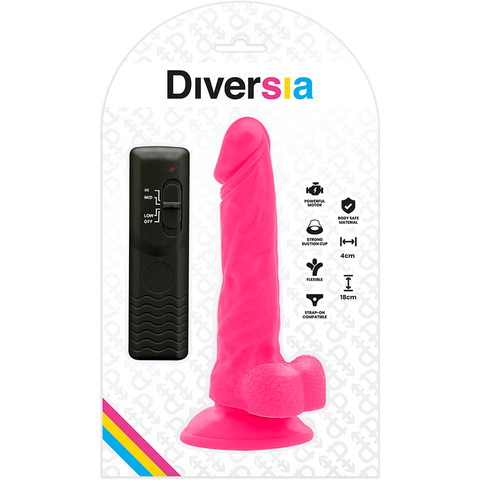 DIVERSIA - PINK VIBRATING FLEXIBLE DILDO 18 CM -OR- 4 CM