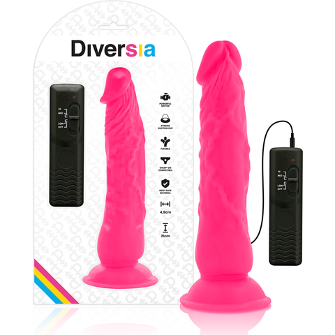 DIVERSIA - PINK VIBRATING FLEXIBLE DILDO 21 CM -OR- 4.9 CM