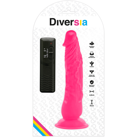 DIVERSIA - PINK VIBRATING FLEXIBLE DILDO 21 CM -OR- 4.9 CM