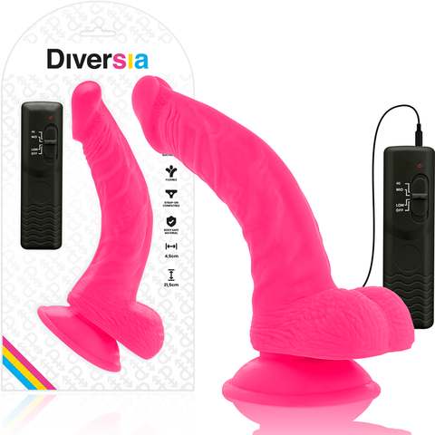 DIVERSIA - PINK VIBRATING FLEXIBLE DILDO 21.5 CM -OR- 4.5 CM