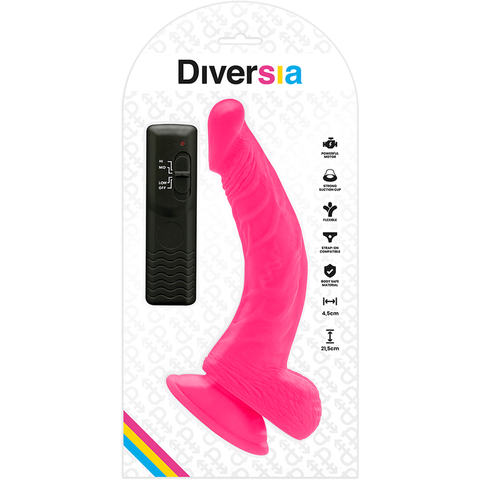 DIVERSIA - PINK VIBRATING FLEXIBLE DILDO 21.5 CM -OR- 4.5 CM