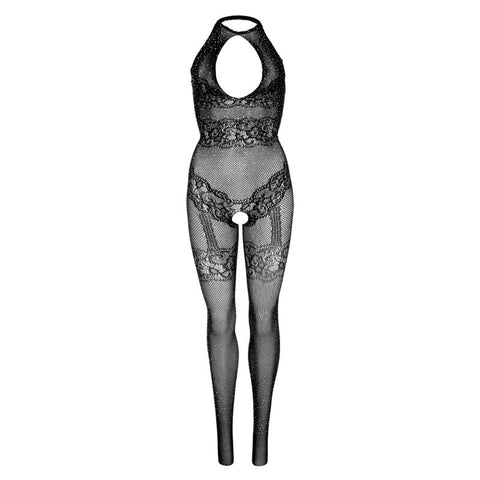 LEG AVENUE - SEAMLESS MESH BODYSTOCKING ONE SIZE - BLACK