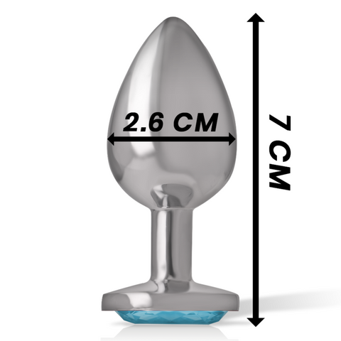 INTENSE - METAL ALUMINUM ANAL PLUG WITH BLUE GLASS SIZE S