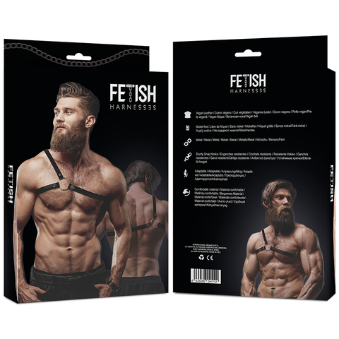 FETISH SUBMISSIVE - ATTITUDE MEN'S FAUX LEATHER CROSS SHOULDER HARNESS