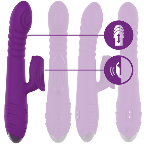 INTENSE - IGGY MULTIFUNCTIONAL RECHARGEABLE UP &amp; DOWN VIBRATOR WITH CLITORIS STIMULATOR PURPLE