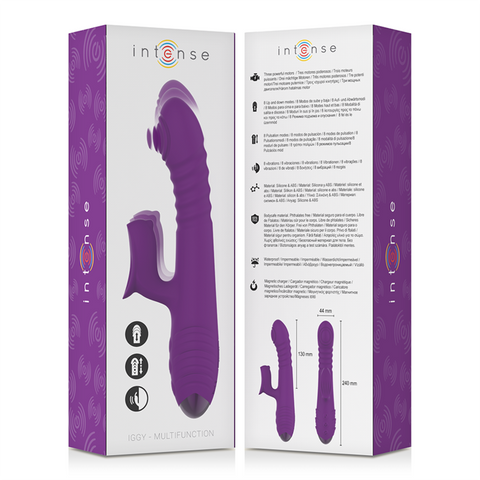INTENSE - IGGY MULTIFUNCTIONAL RECHARGEABLE UP &amp; DOWN VIBRATOR WITH CLITORIS STIMULATOR PURPLE