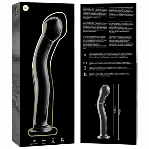 NEBULA SERIES BY IBIZA - MODELO 18 DILDO CRISTAL BOROSILICATO TRANSPARENTE 18.5 CM -O- 3.5 CM