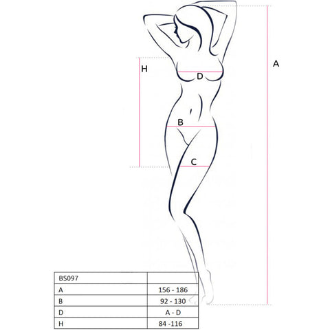 PASSION - BS097 BODYSTOCKING NEGRO TALLA UNICA