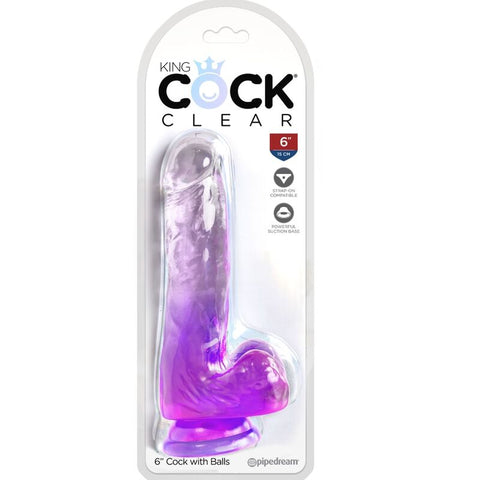 KING COCK - CLEAR REALISTIC PENIS WITH TESTICLES 13.5 CM PURPLE